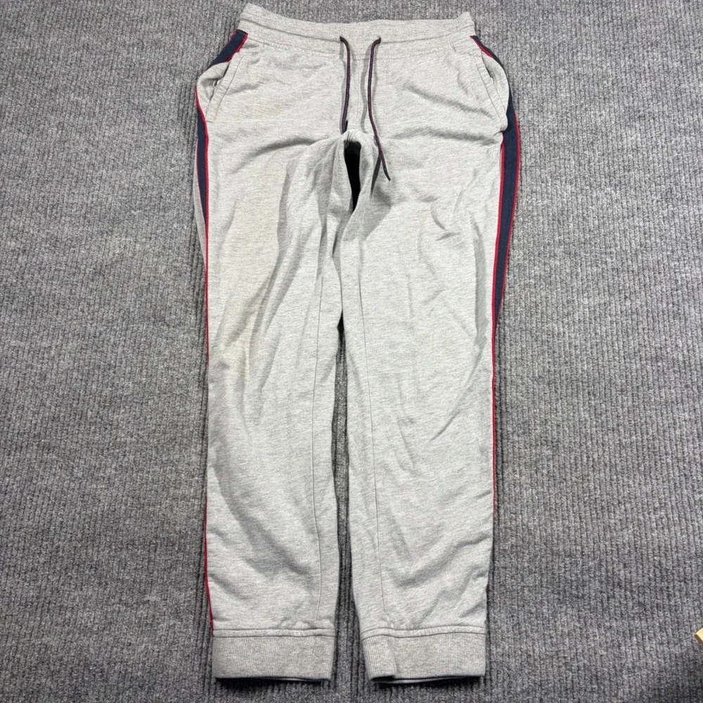 No Boundaries Sweatpants Mens S Gray Jogger Red Navy Stripe Side Tape S 28-30